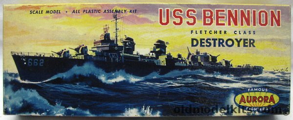 Aurora 1/516 USS Bennion DD662 Destroyer - Plus Decals for Other Fletcher Class Destroyers, 704-79 plastic model kit